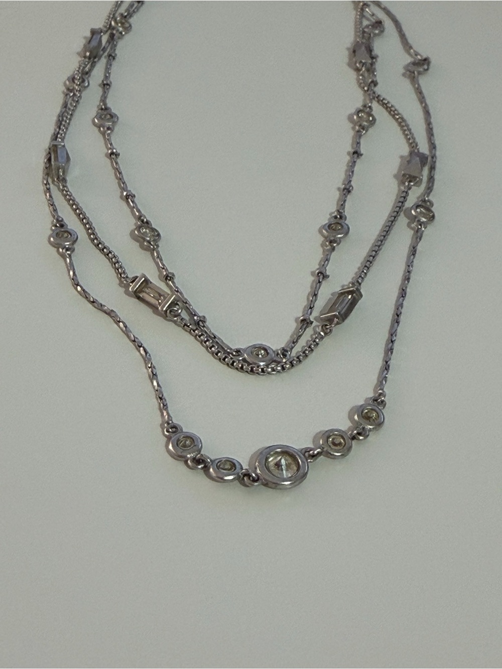 Kendra Scott Rina Multi Strand Necklace Rhodium Lustre Glass CZ | Retired | $128